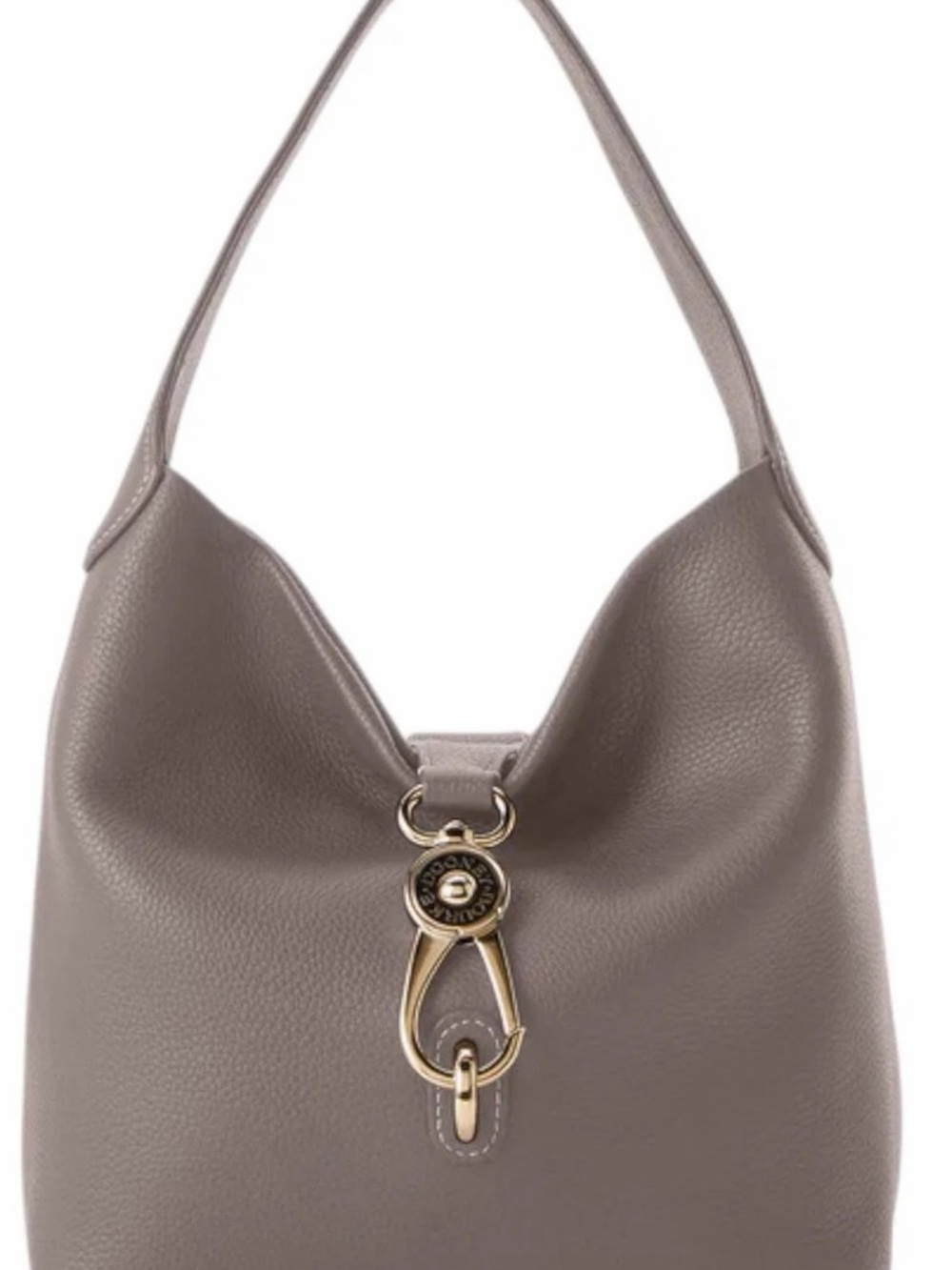 Dooney & Bourke Lucca Pebble Leather Logo Lock Sac in Elephant Gray